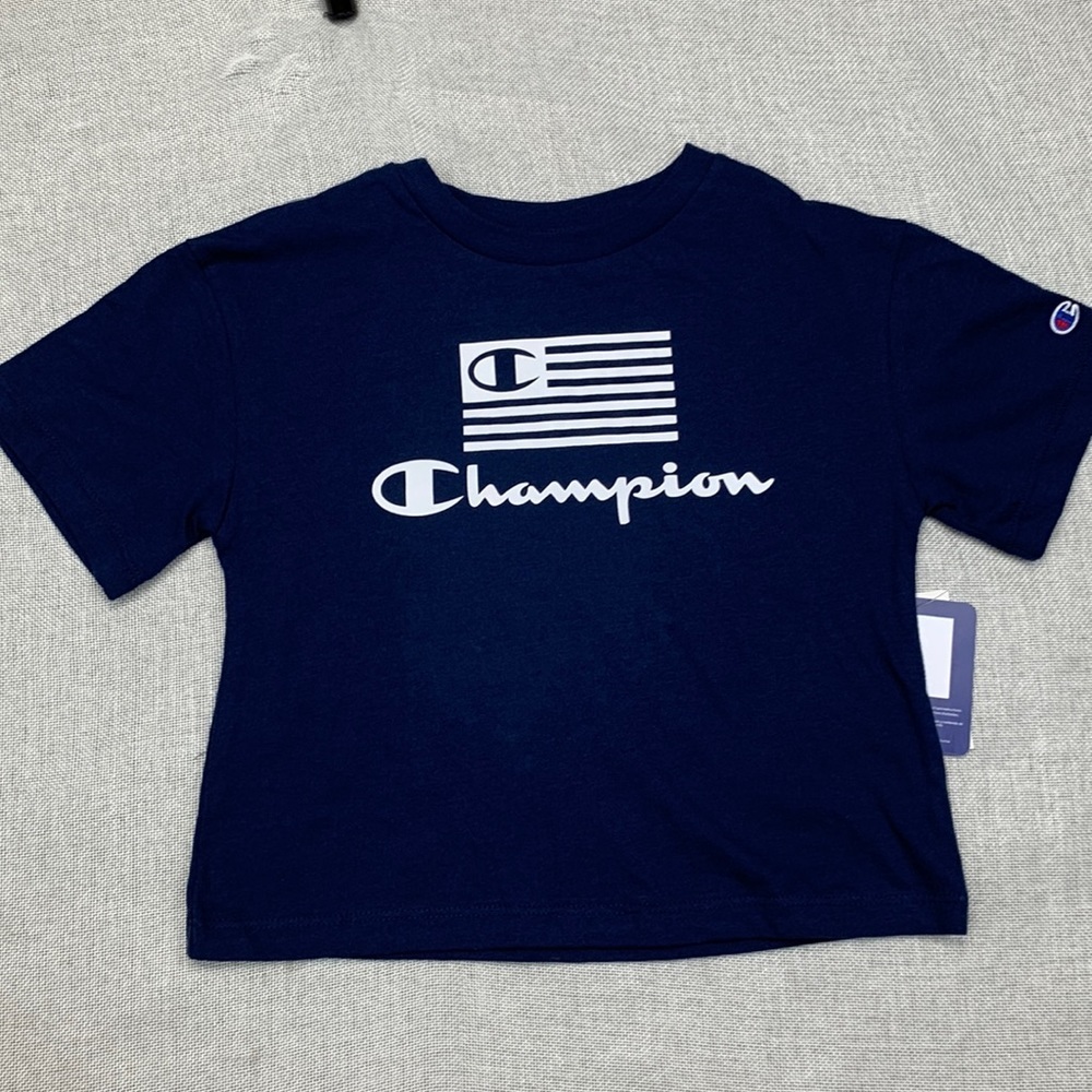 CHAMPION Little Girls Flag Boxy Graphic Tee Size 5